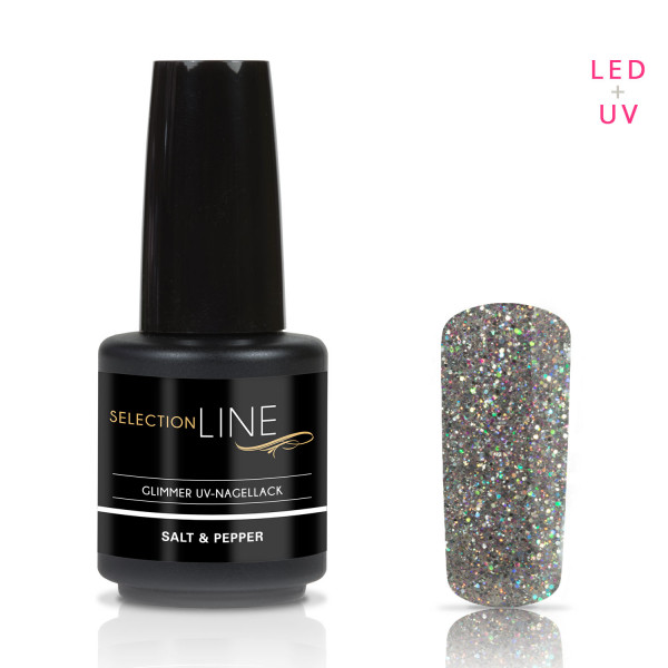 Nails & Beauty Factory Selection Line Glimmer UV Nagellack Salt & Pepper 15ml